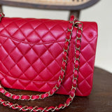 Chanel Handbag 21S Red Iridescent Caviar Quilted Classic Flap Medium - Redeluxe