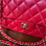 Chanel Handbag 21S Red Iridescent Caviar Quilted Classic Flap Medium - Redeluxe