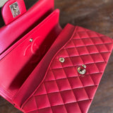 Chanel Handbag 21S Red Iridescent Caviar Quilted Classic Flap Medium - Redeluxe