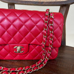 Chanel Handbag 21S Red Iridescent Caviar Quilted Classic Flap Medium - Redeluxe