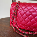 Chanel Handbag 21S Red Iridescent Caviar Quilted Classic Flap Medium - Redeluxe
