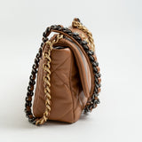 CHANEL Handbag 22A Caramel / Light Brown Lambskin Quilted 19 Flap Small MHW - Redeluxe