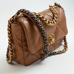 CHANEL Handbag 22A Caramel / Light Brown Lambskin Quilted 19 Flap Small MHW - Redeluxe