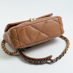 CHANEL Handbag 22A Caramel / Light Brown Lambskin Quilted 19 Flap Small MHW - Redeluxe