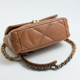 CHANEL Handbag 22A Caramel / Light Brown Lambskin Quilted 19 Flap Small MHW - Redeluxe