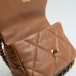 CHANEL Handbag 22A Caramel / Light Brown Lambskin Quilted 19 Flap Small MHW - Redeluxe