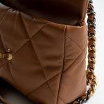 CHANEL Handbag 22A Caramel / Light Brown Lambskin Quilted 19 Flap Small MHW - Redeluxe