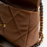 CHANEL Handbag 22A Caramel / Light Brown Lambskin Quilted 19 Flap Small MHW - Redeluxe