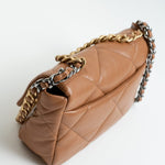 CHANEL Handbag 22A Caramel / Light Brown Lambskin Quilted 19 Flap Small MHW - Redeluxe