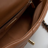 CHANEL Handbag 22A Caramel / Light Brown Lambskin Quilted 19 Flap Small MHW - Redeluxe