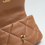 CHANEL Handbag 22A Caramel / Light Brown Lambskin Quilted 19 Flap Small MHW - Redeluxe
