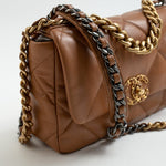 CHANEL Handbag 22A Caramel / Light Brown Lambskin Quilted 19 Flap Small MHW - Redeluxe