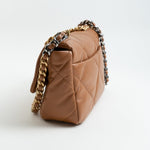 CHANEL Handbag 22A Caramel / Light Brown Lambskin Quilted 19 Flap Small MHW - Redeluxe