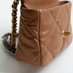 CHANEL Handbag 22A Caramel / Light Brown Lambskin Quilted 19 Flap Small MHW - Redeluxe