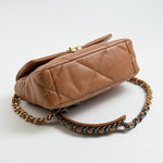 CHANEL Handbag 22A Caramel / Light Brown Lambskin Quilted 19 Flap Small MHW - Redeluxe