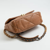CHANEL Handbag 22A Caramel / Light Brown Lambskin Quilted 19 Flap Small MHW - Redeluxe