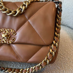 CHANEL Handbag 22A Caramel/Light Brown Lambskin Quilted 19 Flap Small Mixed Hardware - Redeluxe