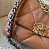 CHANEL Handbag 22A Caramel/Light Brown Lambskin Quilted 19 Flap Small Mixed Hardware - Redeluxe