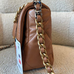 CHANEL Handbag 22A Caramel/Light Brown Lambskin Quilted 19 Flap Small Mixed Hardware - Redeluxe