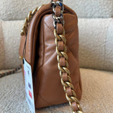 CHANEL Handbag 22A Caramel/Light Brown Lambskin Quilted 19 Flap Small Mixed Hardware - Redeluxe