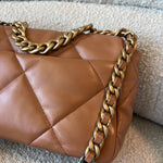 CHANEL Handbag 22A Caramel/Light Brown Lambskin Quilted 19 Flap Small Mixed Hardware - Redeluxe