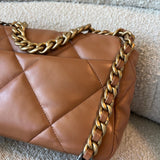 CHANEL Handbag 22A Caramel/Light Brown Lambskin Quilted 19 Flap Small Mixed Hardware - Redeluxe