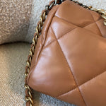 CHANEL Handbag 22A Caramel/Light Brown Lambskin Quilted 19 Flap Small Mixed Hardware - Redeluxe