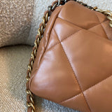 CHANEL Handbag 22A Caramel/Light Brown Lambskin Quilted 19 Flap Small Mixed Hardware - Redeluxe