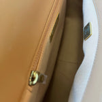 CHANEL Handbag 22A Caramel/Light Brown Lambskin Quilted 19 Flap Small Mixed Hardware - Redeluxe