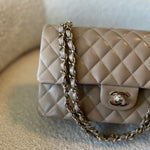 CHANEL Handbag 22A Dark Beige Caviar Quilted Classic Flap Medium LGHW - Redeluxe