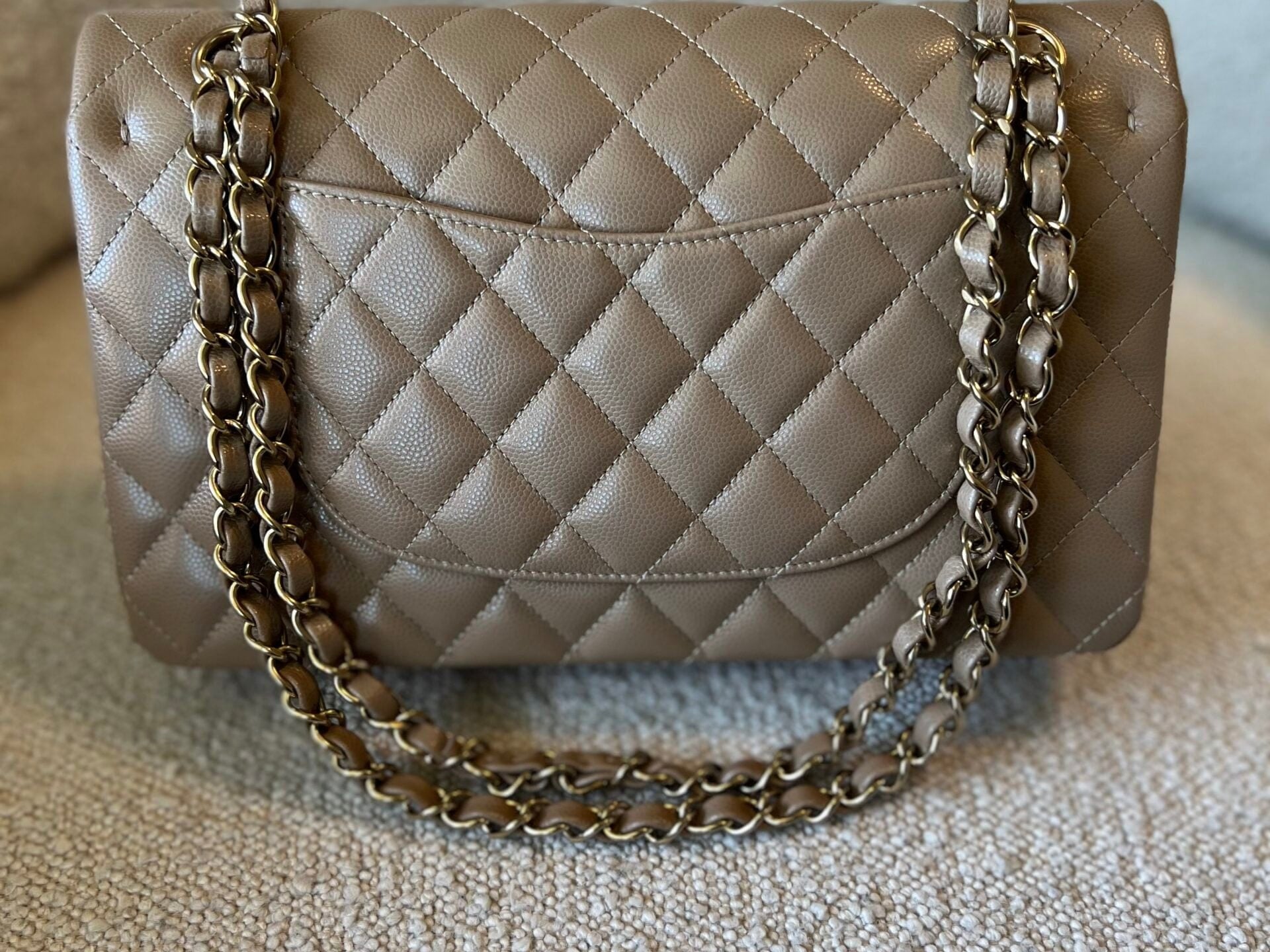 CHANEL Handbag 22A Dark Beige Caviar Quilted Classic Flap Medium LGHW - Redeluxe