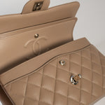 CHANEL Handbag 22A Dark Beige Caviar Quilted Classic Flap Small with Light Gold Hardware - Redeluxe