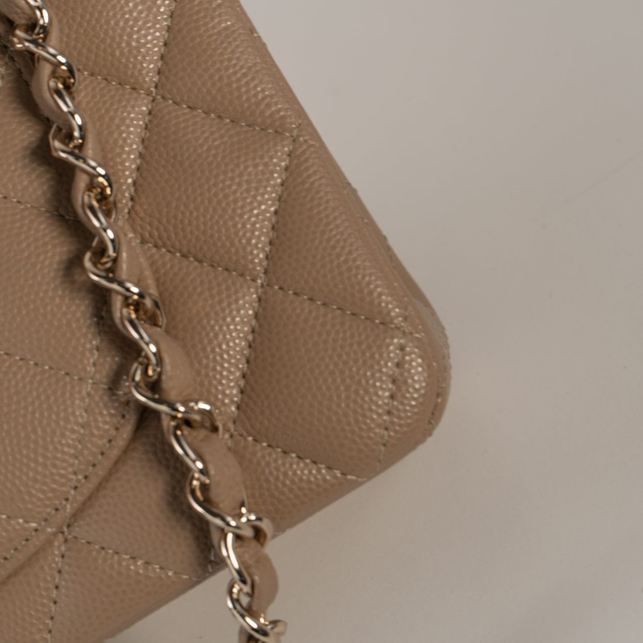 CHANEL Handbag 22A Dark Beige Caviar Quilted Classic Flap Small with Light Gold Hardware - Redeluxe