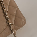CHANEL Handbag 22A Dark Beige Caviar Quilted Classic Flap Small with Light Gold Hardware - Redeluxe