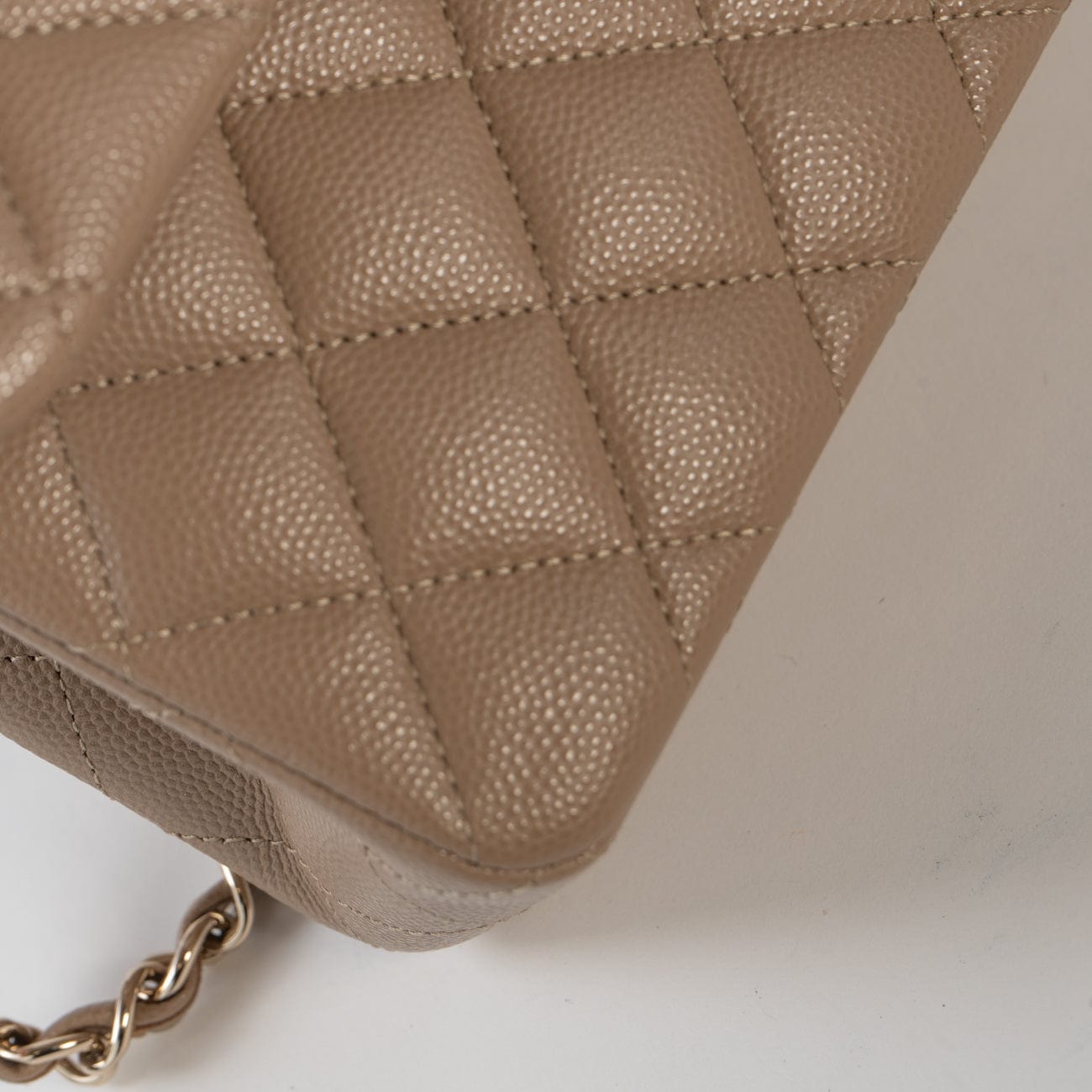 CHANEL Handbag 22A Dark Beige Caviar Quilted Classic Flap Small with Light Gold Hardware - Redeluxe