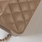 CHANEL Handbag 22A Dark Beige Caviar Quilted Classic Flap Small with Light Gold Hardware - Redeluxe