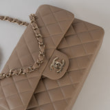 CHANEL Handbag 22A Dark Beige Caviar Quilted Classic Flap Small with Light Gold Hardware - Redeluxe