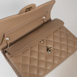 CHANEL Handbag 22A Dark Beige Caviar Quilted Classic Flap Small with Light Gold Hardware - Redeluxe