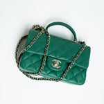 CHANEL Handbag 22A Emerald Green Lambskin Quilted Mini Top Handle LGHW - Redeluxe