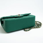 CHANEL Handbag 22A Emerald Green Lambskin Quilted Mini Top Handle LGHW - Redeluxe