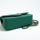 CHANEL Handbag 22A Emerald Green Lambskin Quilted Mini Top Handle LGHW - Redeluxe