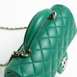 CHANEL Handbag 22A Emerald Green Lambskin Quilted Mini Top Handle LGHW - Redeluxe