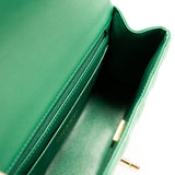 CHANEL Handbag 22A Emerald Green Lambskin Quilted Mini Top Handle LGHW - Redeluxe