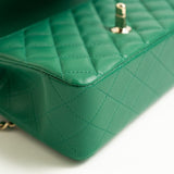 CHANEL Handbag 22A Emerald Green Lambskin Quilted Mini Top Handle LGHW - Redeluxe