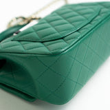CHANEL Handbag 22A Emerald Green Lambskin Quilted Mini Top Handle LGHW - Redeluxe