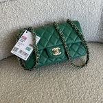 CHANEL Handbag 22A Green Mini Rectangular Lambskin Quilted LGHW - Redeluxe