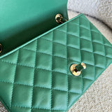 CHANEL Handbag 22A Green Mini Rectangular Lambskin Quilted LGHW - Redeluxe