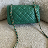 CHANEL Handbag 22A Green Mini Rectangular Lambskin Quilted LGHW - Redeluxe