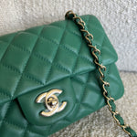 CHANEL Handbag 22A Green Mini Rectangular Lambskin Quilted LGHW - Redeluxe