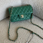 CHANEL Handbag 22A Green Mini Rectangular Lambskin Quilted LGHW - Redeluxe